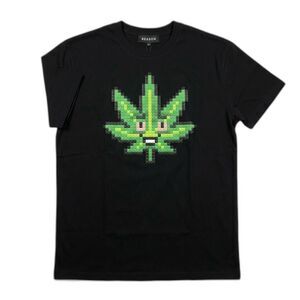 Reason Brand T-Shirt XL Black Pixel Pot Leaf 8-Bit Silicone Graphic 420 NWT